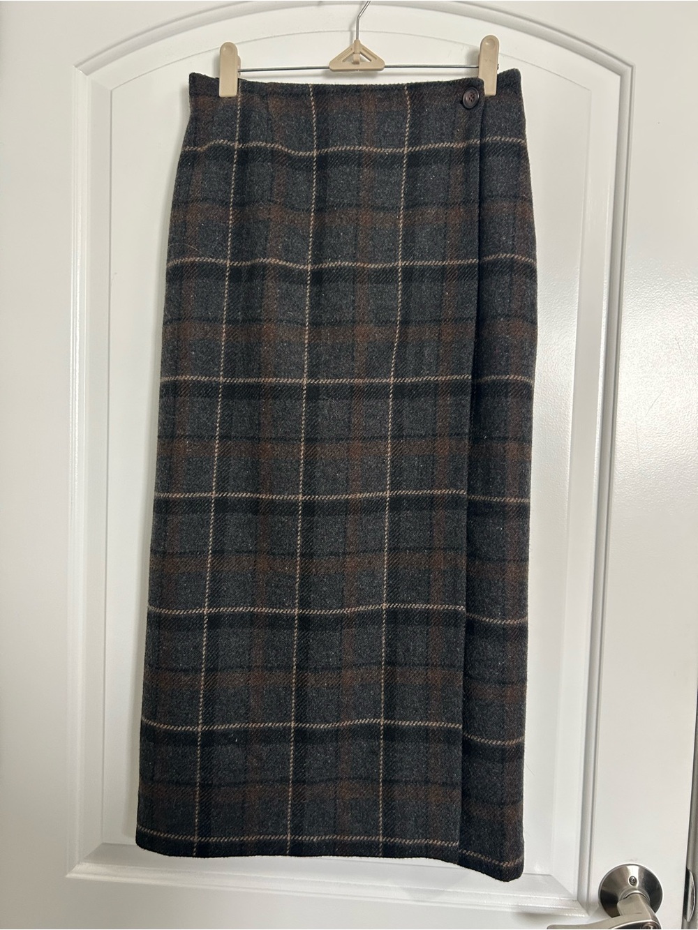 Bass & Co Vintage 90s Plaid Wool-Blend Maxi Skirt Size 4 Cottagecore Fall Preppy